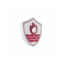 3D White Shield with Red Firewall Icon Representing Cybersecurity Protection with Transparent Background png