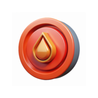 Orange Circular Button with Gold Oil Drop Icon on Transparent Background for Petroleum and Energy Apps png