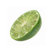 Closeup of Fresh Juicy Green Lime Half Showing Textured Rind and Glossy Pulp for Food and Beverage Uses png