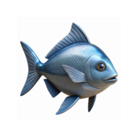 Realistic Blue Fish with Scaled Texture and Fins for Marine and Ocean Concepts on White Background png