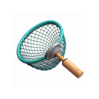 Fishing Net With Wooden Handle and Teal Mesh Design Isolated on Transparent Background png