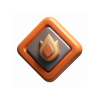 3D Orange and Gray Flame Symbol Icon Design for Applications and Branding on Transparent Background png
