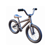 Closeup Modern Silver Metallic Kids Bicycle Design with Black Tires and Handlebars on Transparent Background png