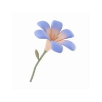 Blue Petaled Flower with Delicate Green Stem and Subtle Gradient on Transparent Background for Design png