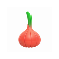 3D Red Onion Illustration with Green Stem for Cooking Graphics and Food Design on Transparent Background png