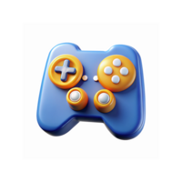 Blue Game Controller with Orange Buttons 3D Illustration for Gaming Applications and Technology Designs png