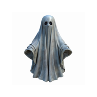 Spooky Draped Ghost Figure with Eye Holes in Distressed White Fabric on Transparent Background png