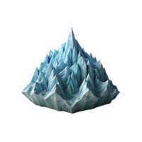 Abstract Geometric Ice Mountain with Sharp Peaks in Blue Tones on Transparent Background png