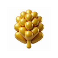 Golden Abstract Tree Shape with Rounded Bubbles and Smooth Metallic Texture for Design Elements png