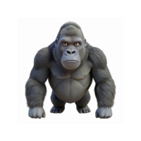 Realistic Standing Gorilla with Intense Expression Front View for Animal Concept Art and Illustrations png