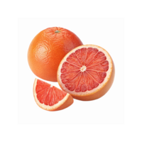 Whole Ruby Red Grapefruit with Halved and Sliced Pieces on Transparent Background for Food and Health Concepts png
