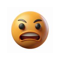 Angry Face Emoji with Raised Eyebrows Expressing Frustration Emotion on Transparent Background png