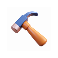Blue Metal Hammer with Orange Wooden Handle on Transparent Background for Tools and Construction png