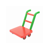 Red and Green Hand Trolley for Heavy Lifting with Wheels and Minimalist Design on Transparent Background png
