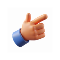 3D Cartoon Hand Pointing Gesture with Blue Sleeve on Transparent Background for Digital Design Use png