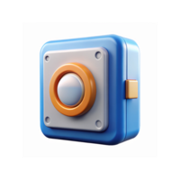 Blue Square Push Button Icon with Orange and White Circular Center on Transparent Background png