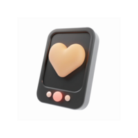 3D Black Mobile Interface with Glowing Heart Icon for Love Apps and Dating Platforms Graphics png