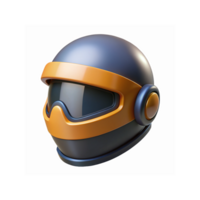 Futuristic Orange and Blue Helmet with Visor for Virtual Reality Gaming and Protective Gear Applications png