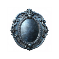 Antique Ornate Silver Oval Mirror With Intricate Floral And Scrollwork Design On Transparent Background png