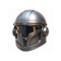 Futuristic Silver Metallic Helmet with Visor and Detailed Design for Sci-Fi and Space Themes png