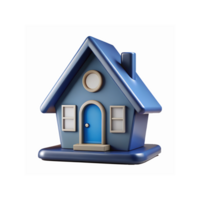 Blue Toy House Model with Door Windows and Chimney for Real Estate and Home Concepts on Transparent Background png