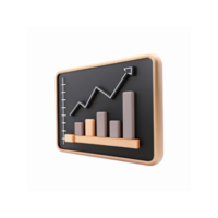 3D Bar Graph Chart on Black Board with Growth Line Arrow for Business Data Analysis and Financial Trends png