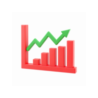 Rising Business Graph with Red Bar Chart and Green Upward Arrow Indicating Growth and Success png