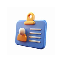 Modern Blue Identification Badge Icon with Orange Figure and Clip for Authentication and Security Apps png