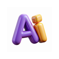 Purple And Yellow 3d Glossy AI Letters Design For Technology Innovation Digital Branding png