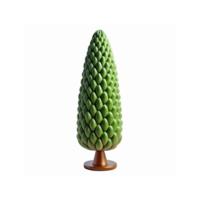 Green Cone Shaped Decorative Object with Metallic Base on Transparent Background for Modern Design png
