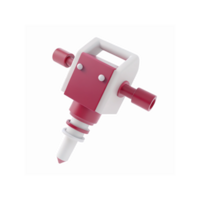 Modern 3D Red and White Drill Render with Transparent Background for Industrial Design Use png