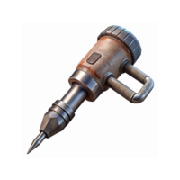 Rustic Metallic Power Drill with Pointed Tip Industrial Tool Design Isolated on Transparent Background png