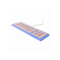 Minimalist Light Blue Keyboard with Beige Keys and Curved Wire on Transparent Background for Tech Design png