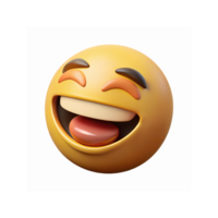 Yellow Smiling Face Emoji with Closed Eyes and Tongue Out Expressing Joy and Laughter on Transparent Background png