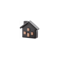 Black Minimalist House Icon with Brown Windows for Real Estate and Design Projects png