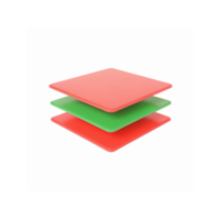 Stacked Red Green Plates Minimal 3D Floating Concept Transparent Background Design Elements png