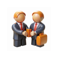 Two Business Figures Exchanging Gift in Suits with Briefcase and Red Ties on Transparent Background png