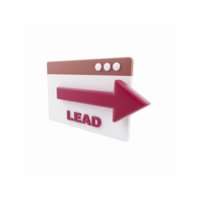 Lead Generation Concept with Red Arrow and Website Interface Design for Marketing Usage png