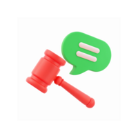 Red Judge Gavel and Green Speech Bubble with Equal Sign for Decision and Justice Concepts png