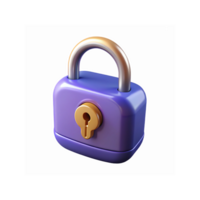 Purple Padlock with Gold Keyhole Symbolizing Security and Privacy on Transparent Background png