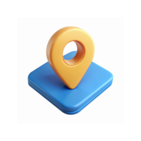 Yellow Map Pin Icon on Blue Square Base for Location Analysis and Navigation Applications png
