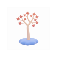 Pink Blossom Tree on Blue Cloudy Base with Minimalist Design for Nature Concepts and Art Projects png