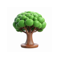 3D Rendered Cartoon Green Tree with Rounded Canopy and Smooth Wooden Trunk on Transparent Background png