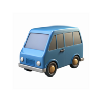 Blue Minivan 3D Illustration with Rounded Windows and Transparent Background for Vehicle Concepts png