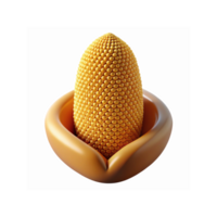 Closeup of Golden Yellow Corn Cob with Smooth Kernels Inside Husk on Transparent Background for Food Design png