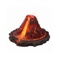 Erupting Volcano with Flowing Lava and Explosive Burst Illustration on Transparent Background png