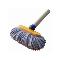 Blue Microfiber Mop Head with Yellow Handle for Efficient Floor Cleaning on Transparent Background png