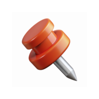 Glossy Orange Pushpin with Metallic Sharp Point for Office and Bulletin Board Use on Transparent Background png