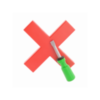 Red Error Symbol with Screwdriver on Transparent Background for Technical Support and Fixing Issues png