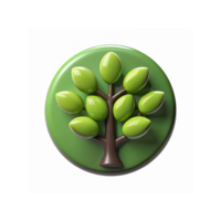 Glossy Green Tree Icon with Branches and Leaves on Circular Design for Nature and Eco Concepts png